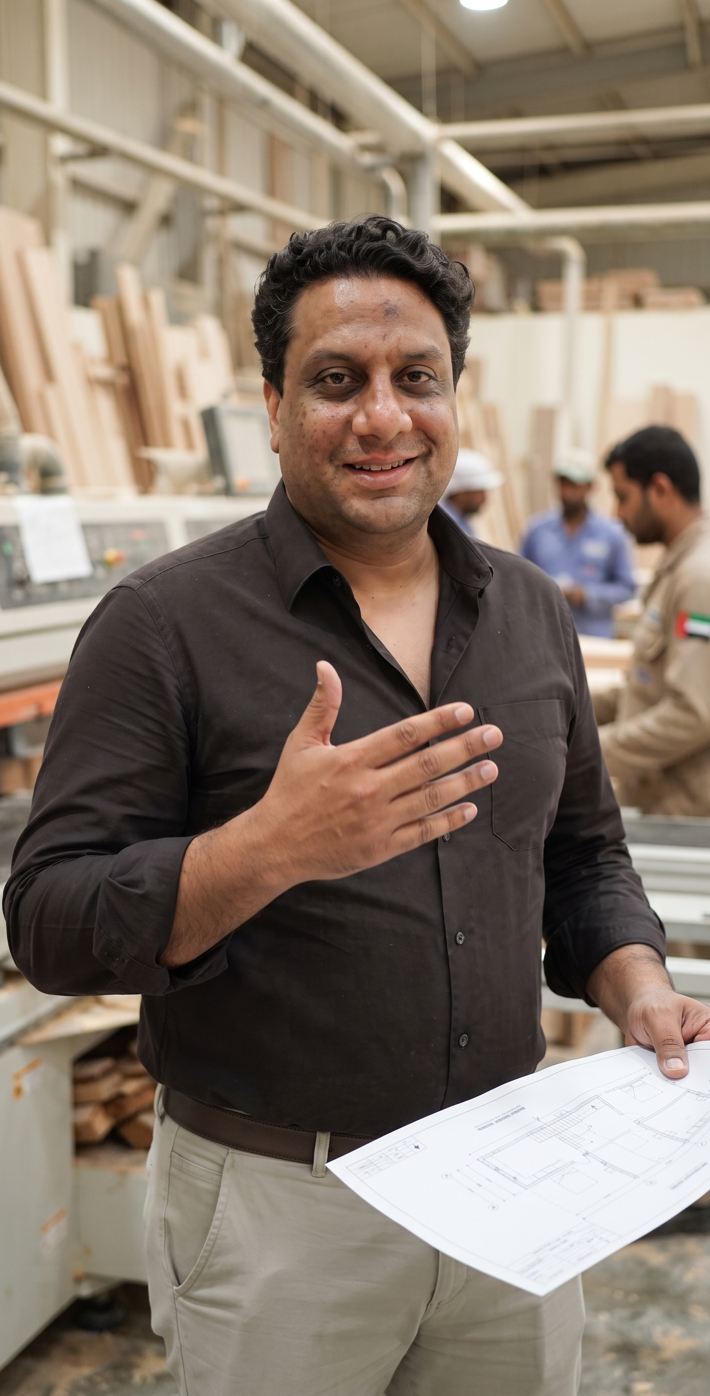 Muhammad Karim, owner of Noor Al Sundus Contracting, in the joinery workshop