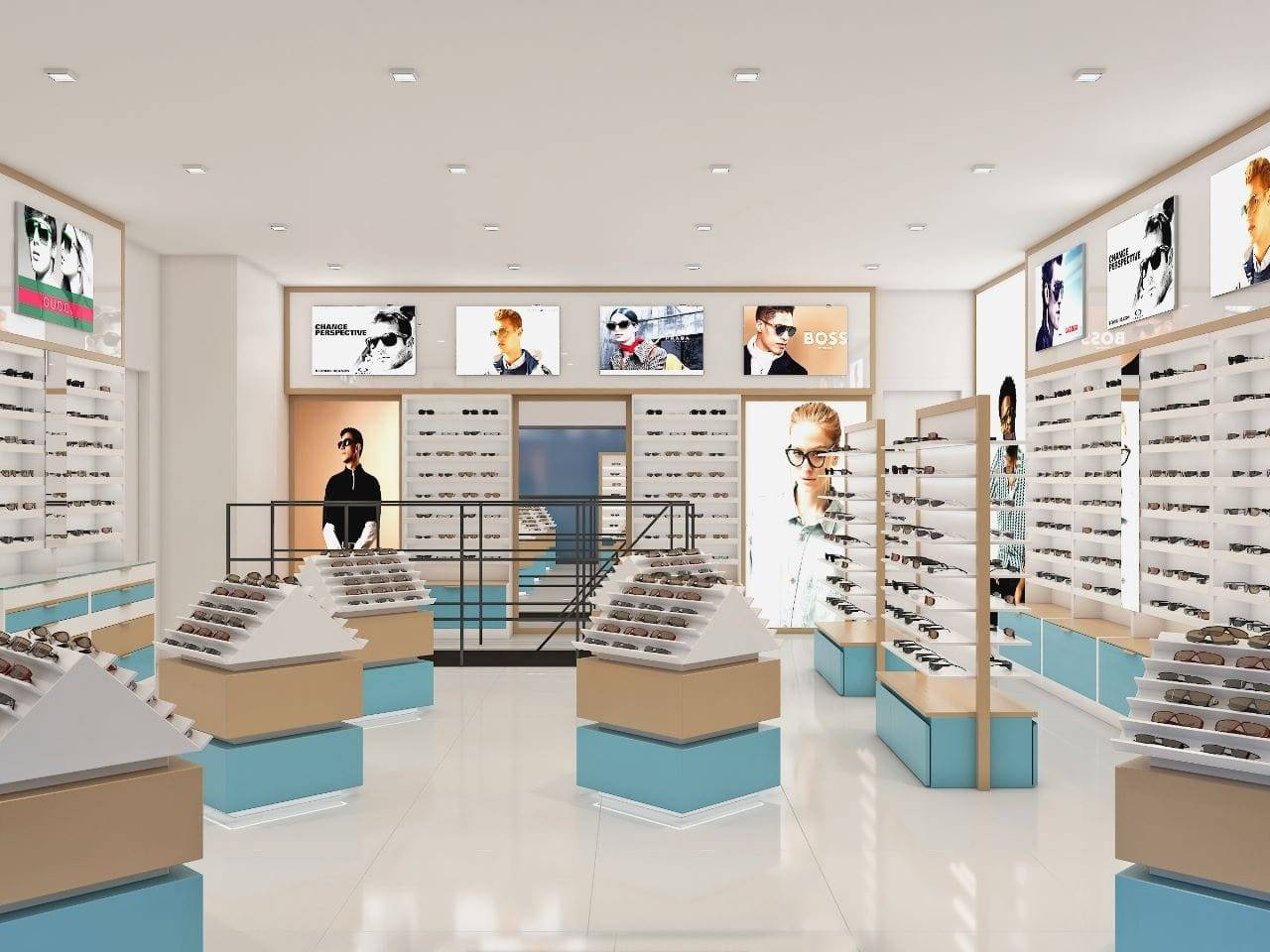 Optical store, eyewear walls — commercial fit-out by Noor Al Sundus Contracting, Dubai