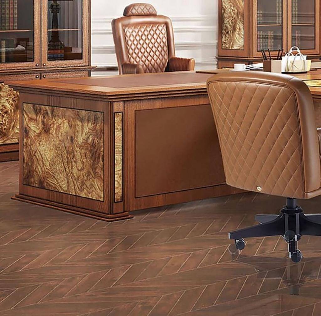 Custom executive desk built in the Noor Al Sundus joinery workshop