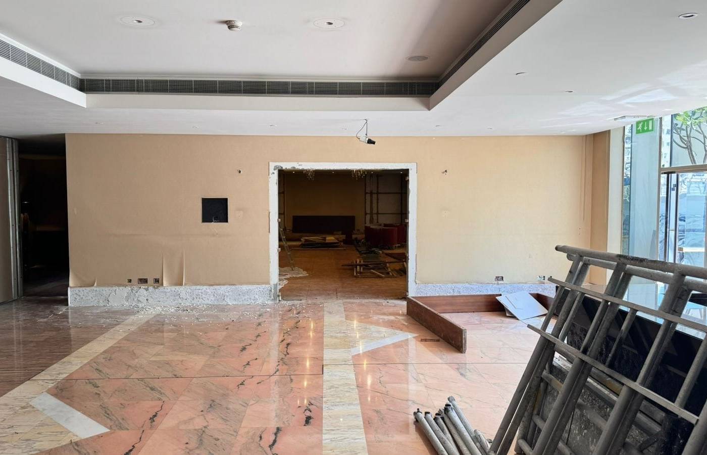 Lobby works: flooring and ceilings — commercial fit-out by Noor Al Sundus Contracting, Dubai