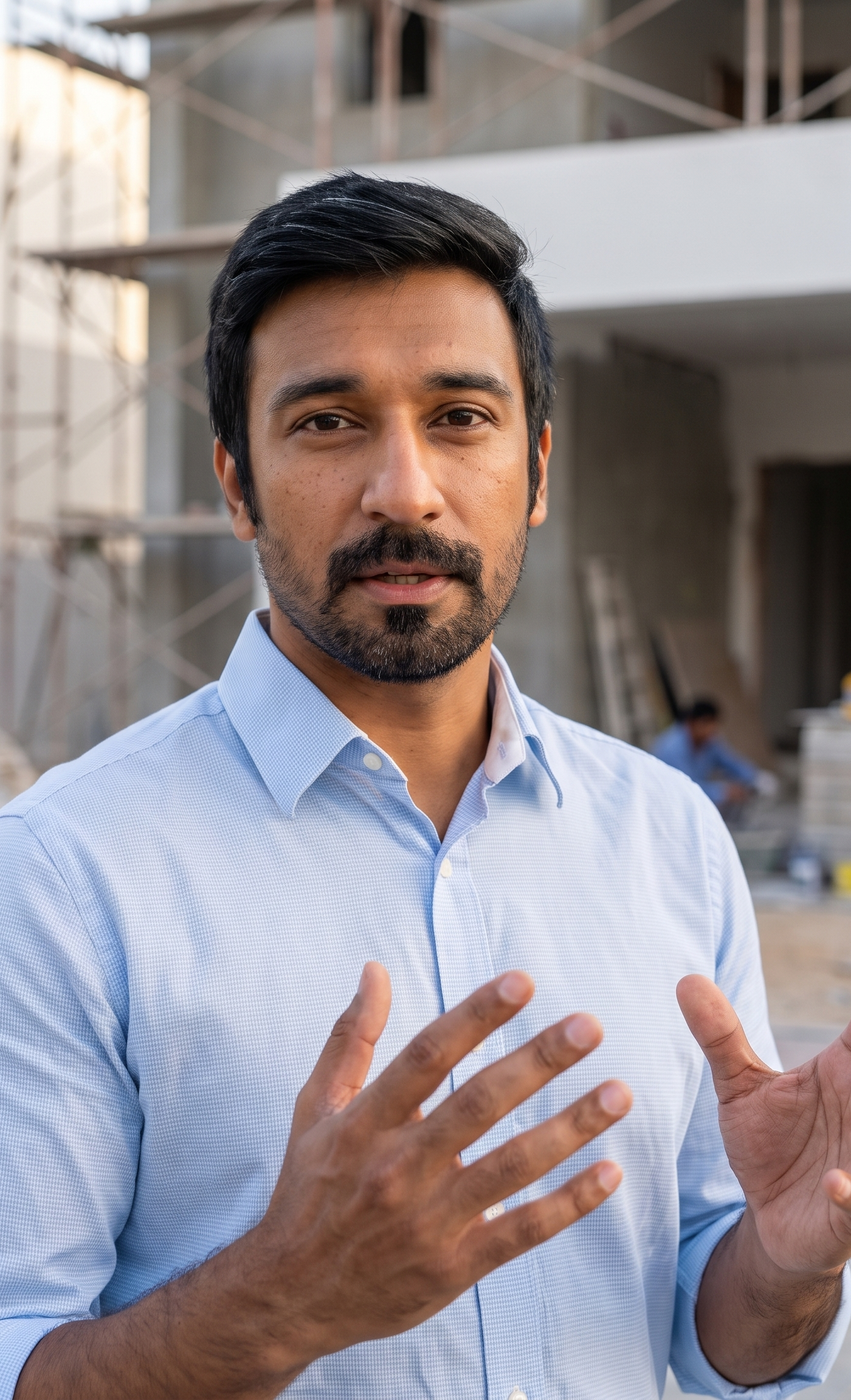 Site manager explaining <a href=