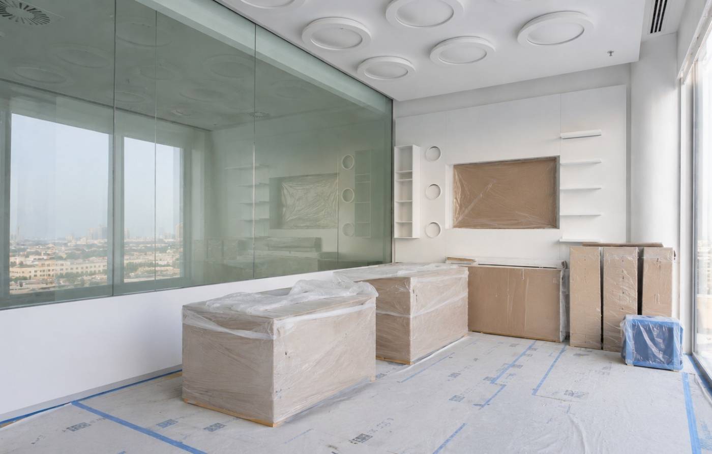 Fit-out in progress during a <a href=