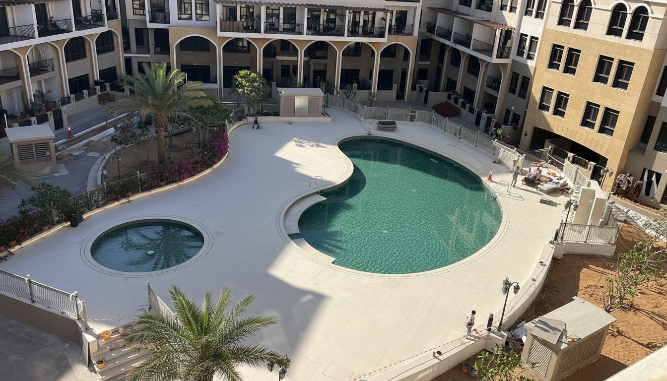 Community pool & jacuzzi — on site, A&B Design & Build