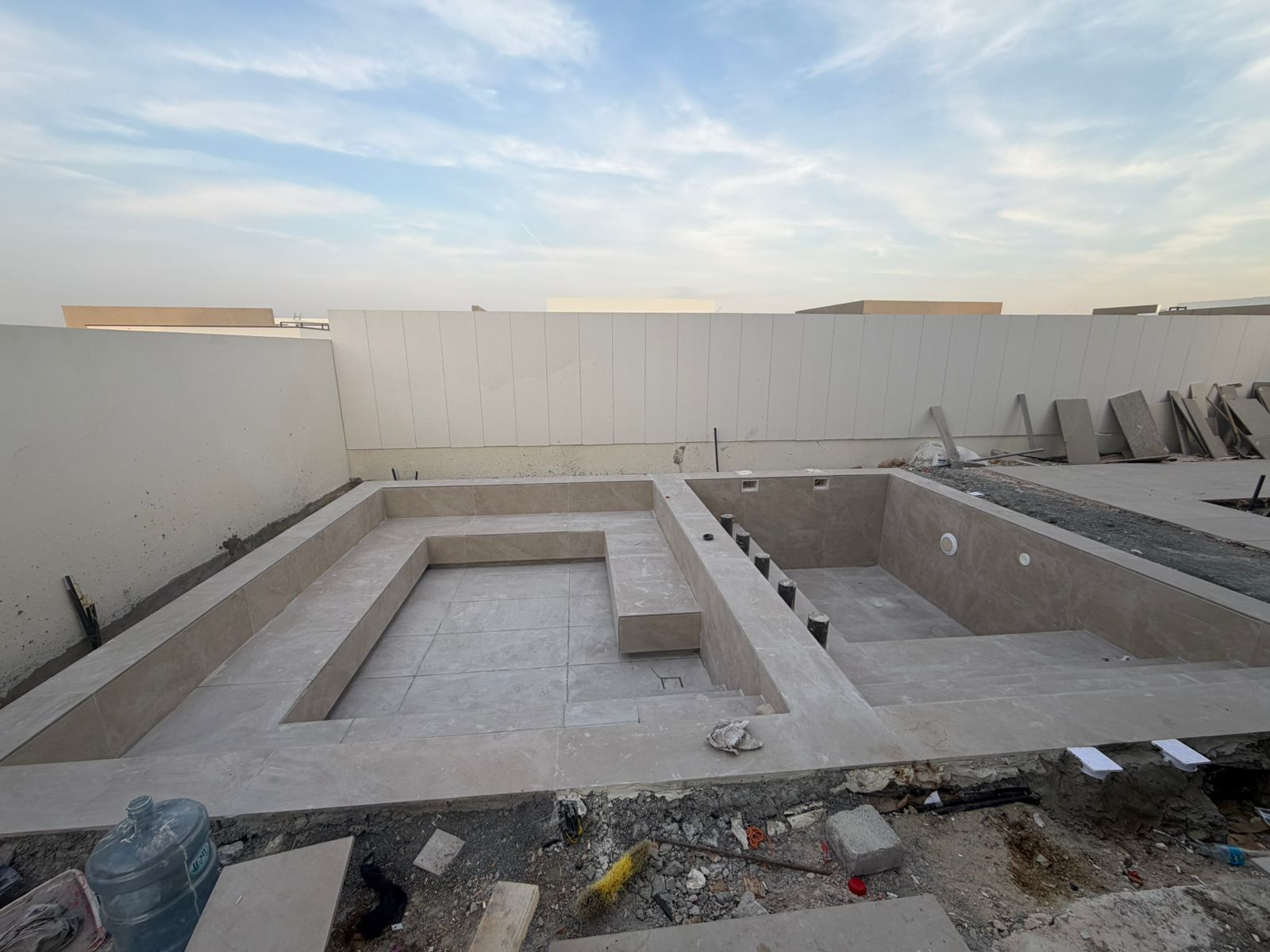 Villa pool & sunken seating shell — on site, A&B Design & Build