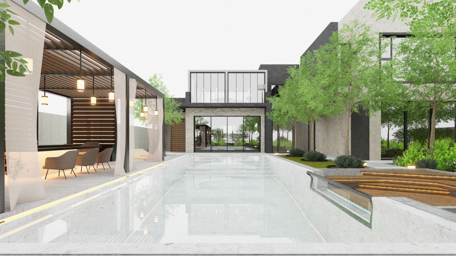 Villa pool & terrace — 3D design render