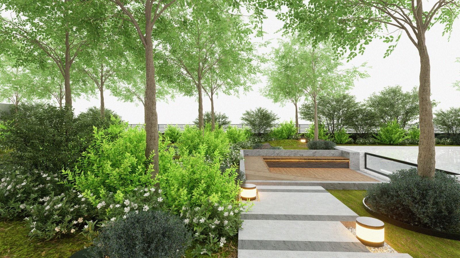 Garden path & planting — 3D design render