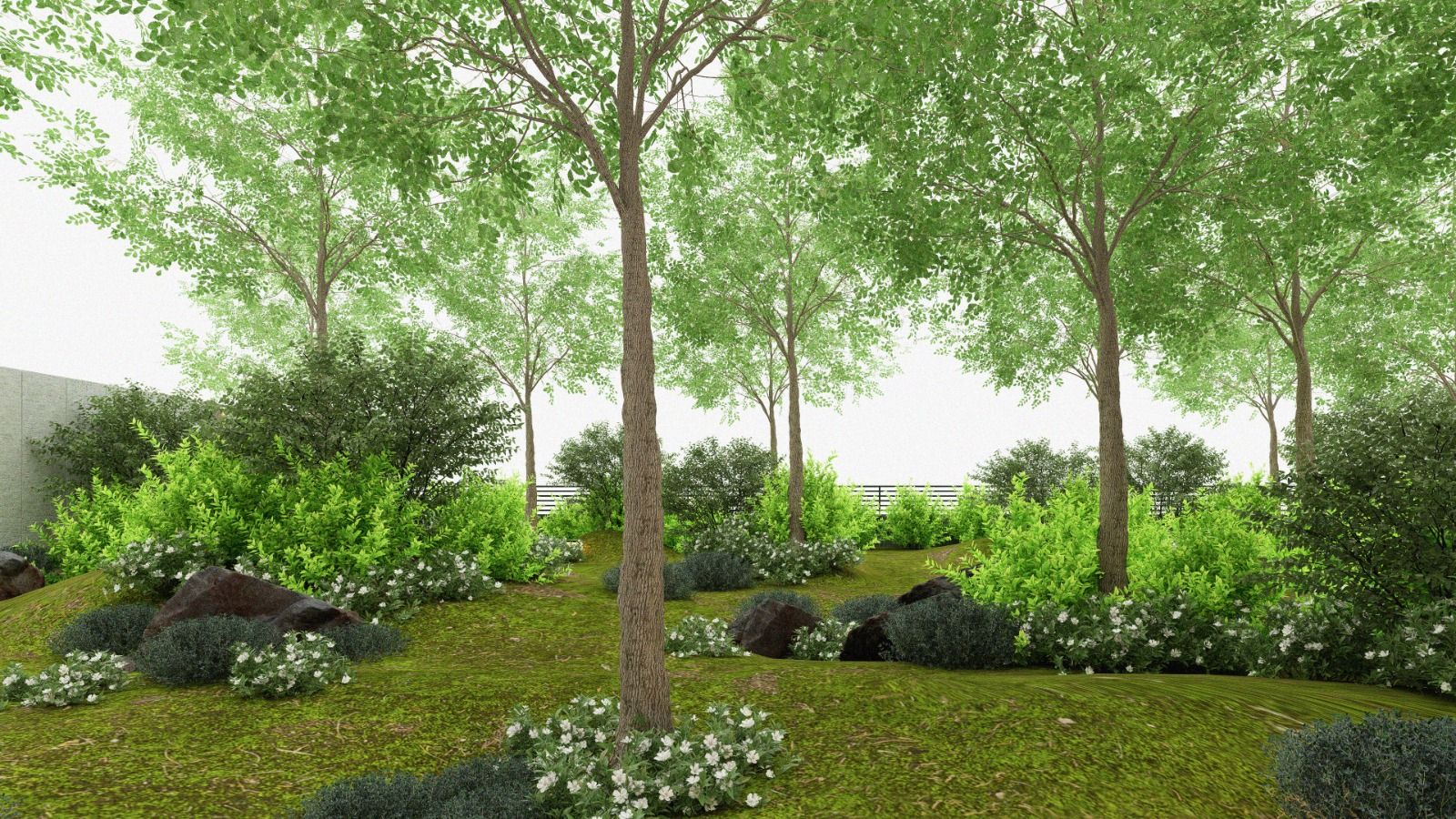 Shaded garden — 3D design render