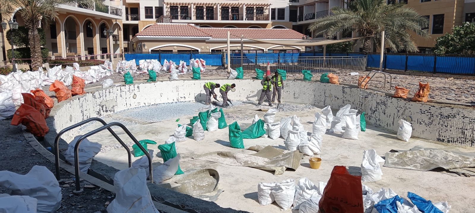 Community pool strip-out — on site, A&B Design & Build